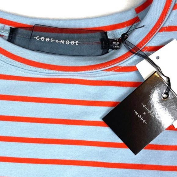 NWT Code X Mode Striped Crop Balloon Sleeve Top - Picture 8 of 8